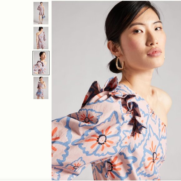 Anthro Atelier one sleeve Nadia floral romper lavender purple M - Picture 2 of 15